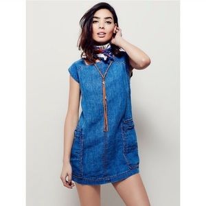 Free People Denim Linen Shift Dress